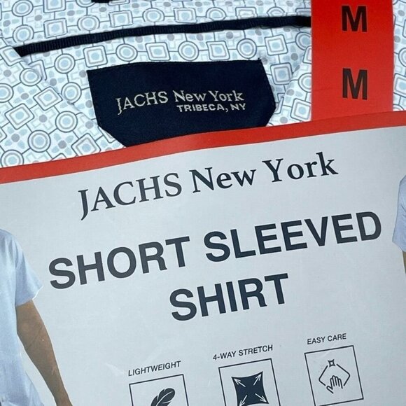Jachs New York Mens M Short Sleeve Shirt Lightweight Stretch White a0209 - Picture 3 of 6